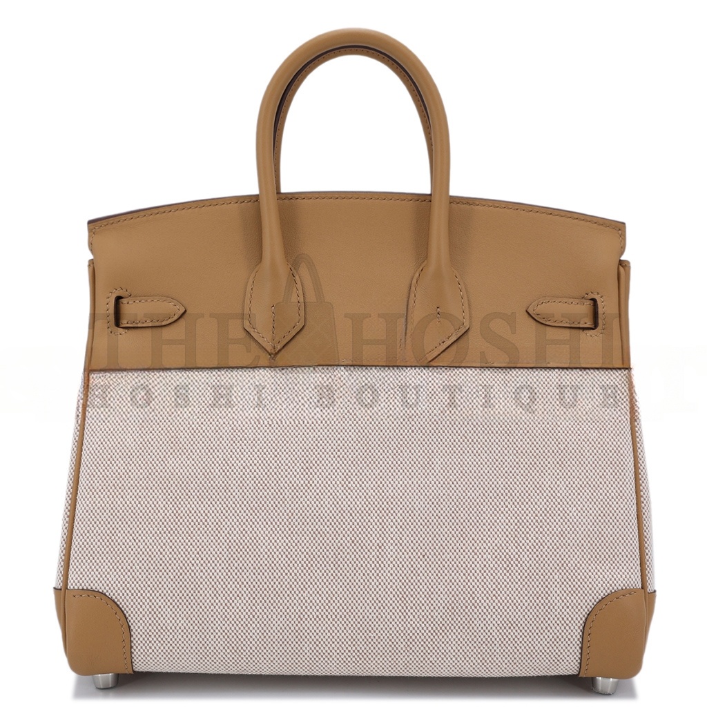 H**me5 BIRKIN 30 SWIFT CANVAS BISCUIT SILVER BUCKLE H082686CKA6 (30*23*15cm) Master Quality